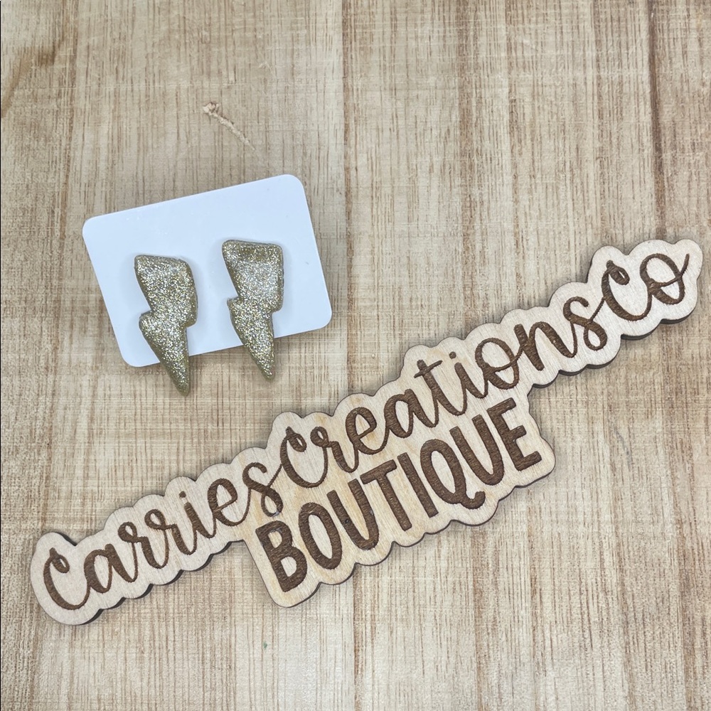 Gold Glitter Lightning Bolt Earrings